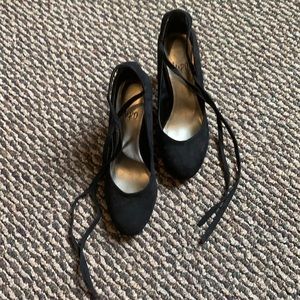 Impo Black Heels with Ankle Wrap